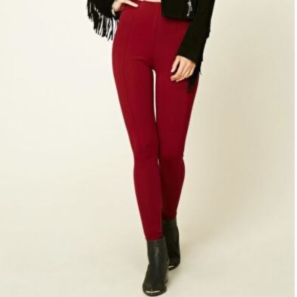 Forever 21 Pants - Forever 21 Burgundy Red Stretch Knit Pants Legging